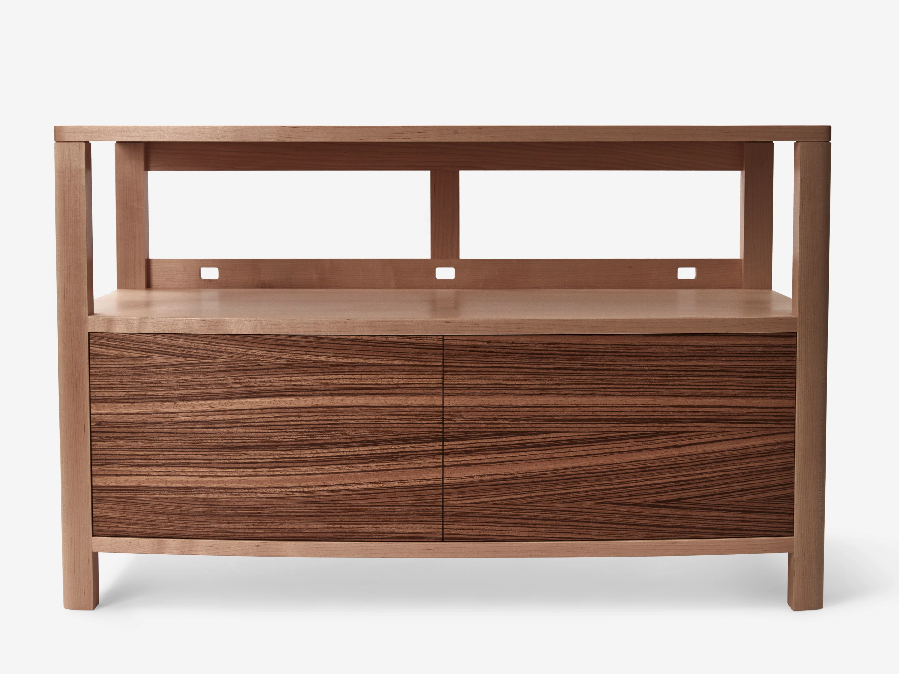 Media console - front of unit featuring zebrano veneer