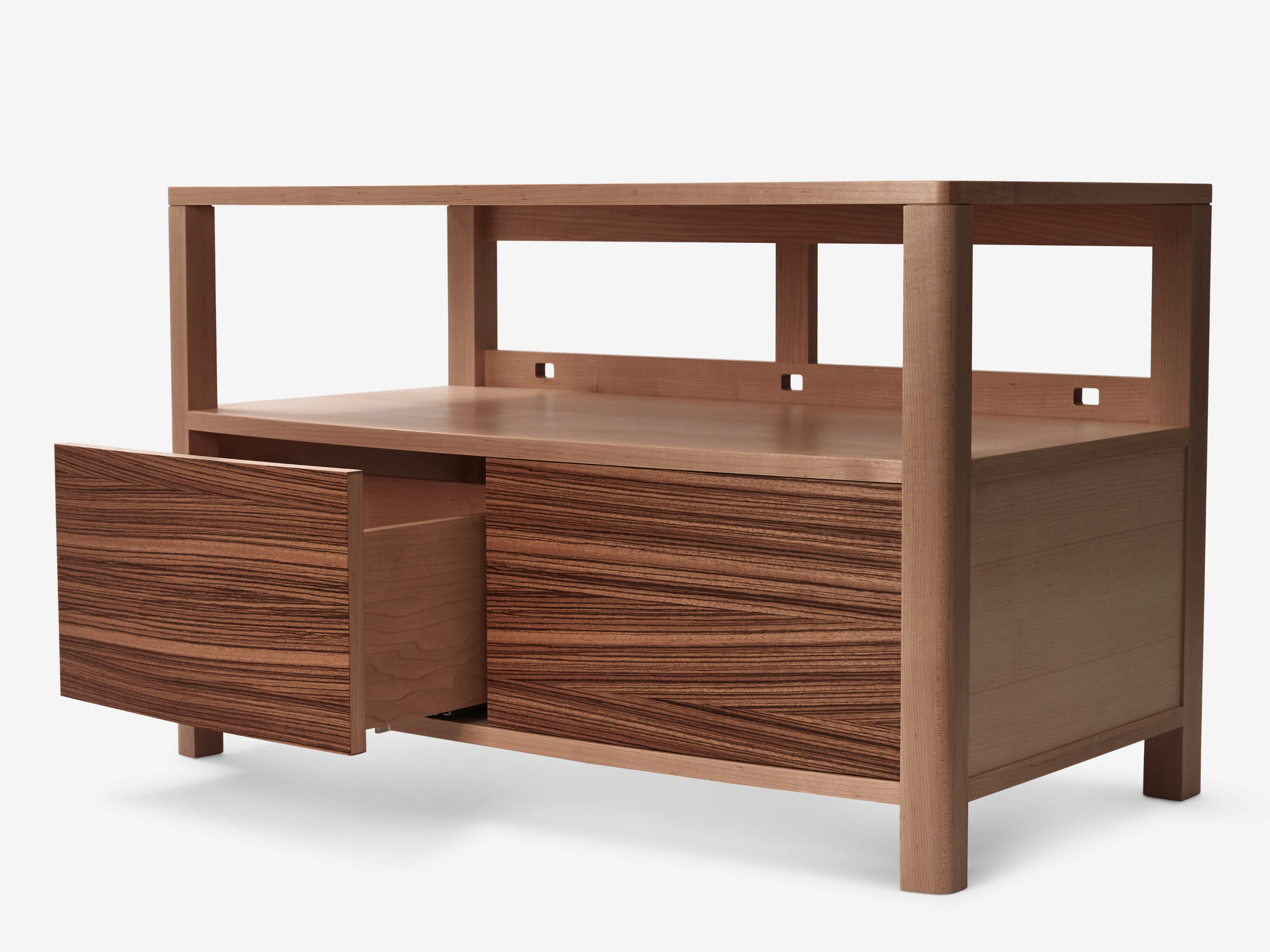Media console - front of unit, one drawer open