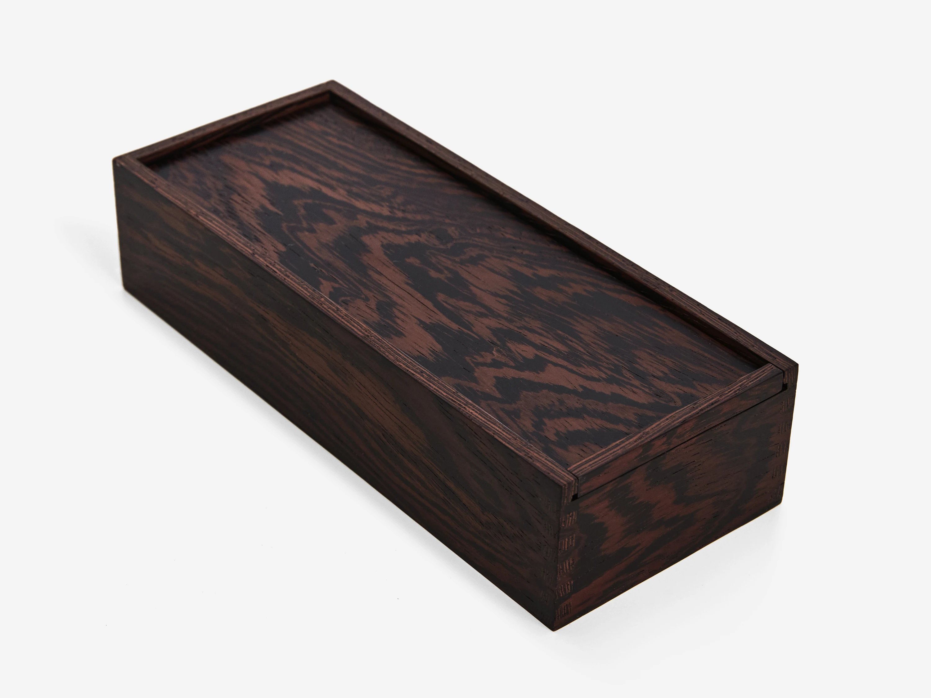 Wenge pencil box with sliding lid - closed